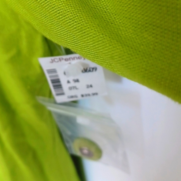 Stringbean Vtg Button Up Neon Green Linen Blend Jacket, NWT, Sz 13 - Picture 3 of 7